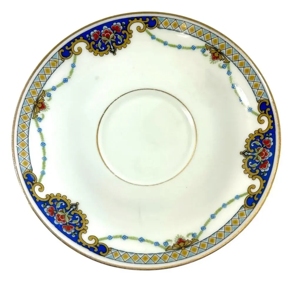 Thomas Bavaria Demitasse Cup & Saucer Blue Floral Gold Trim German Porcelain